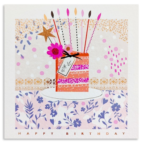 Peach & Pink Cake Birthday Card